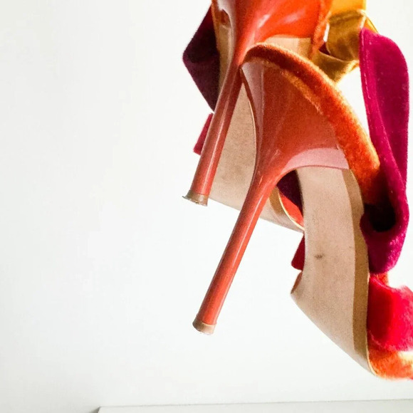Zara Colourful Velvet Ankle Tie exy Heels 39 - Picture 3 of 9